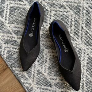 Rothy's Womens Pointed Toe Comfort Slip On Classic Black Ballet Flats Size US 10